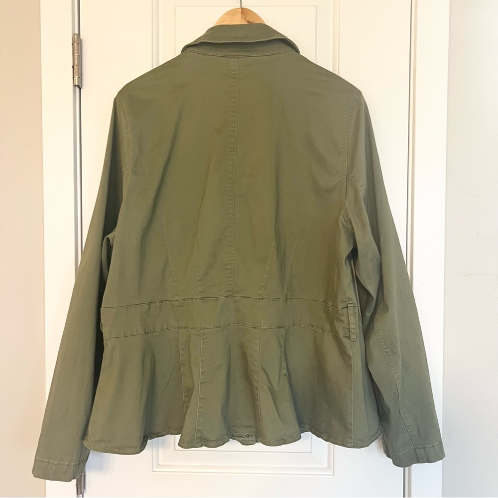 Lane Bryant olive green cropped peplum utility jacket Size 22 Gorpcore Casual - Picture 5 of 9